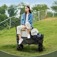 Chariot pliable en acier à roues pivotantes à 360°, poignée rétractable, idéal pour pique-nique, camping, jardin et plage - Vente chaude