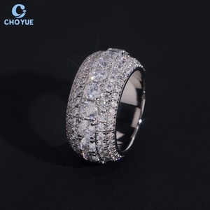 Anillo de cóctel de lujo para mujer de plata 925 con moissanita, corte brillante redondo, engaste pavé, anillo de boda, precio de fábrica - Product Image 1