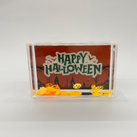 Cadre liquide mini en acrylique haute transparence, thème Halloween, avec paillettes flottantes et citrouille en mouvement, cadeau pour la fête des trucs ou des fripes