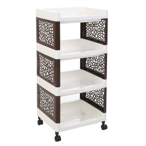 Kitchen <strong>Vegetable</strong> Fruit Display Shelves Plastic Movable 4 <strong>Rack</strong> Stand Storage Shelf <strong>on</strong> <strong>Wheel</strong> - Product Image 5