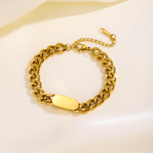 Bracelet tendance unisexe en acier inoxydable plaqué or 18 carats, chaîne cubaine, bijoux hip-hop punk, vente en gros - Product Image 1