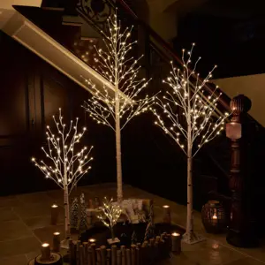 高品质圣诞户外6英尺预照明装饰照明树96发光二极管白桦树灯
