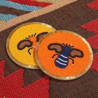 Sous-verres ronds modernes faits à la main avec perles, résistants aux rayures, réutilisables, pour la maison et le bar, accessoires et tapis.