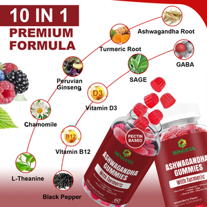Compléments Alimentaires Premium 10-en-1 à Base de Plantes OEM/ODM : Gommes Ashwagandha + Curcuma pour l'Humeur, la Vitalité, l'Immunité, la Résistance et le Soutien du Sommeil - Product Image 5