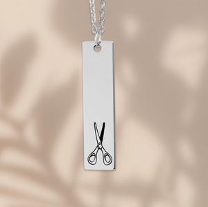 Collar de Barra Vertical con Tijeras Chapado en Oro de 18k, Acero Inoxidable 316L, Collar <span class=keywords><strong>Bisexual</strong></span> WLW, Joyería del Orgullo LGBT - Product Image 2