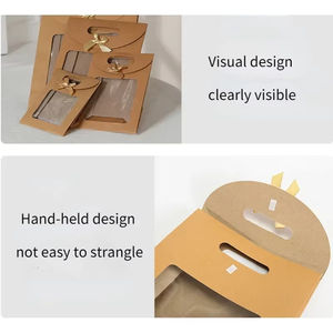 クリアウィンドウオープニングトートバッグクラフト弓ショッピングペーパーバッグハンドル付きクリアPvcウィンドウ - Product Image 4