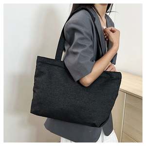 Bolso Tote de Lona Vaquera Ligero y Elegante de Gran Capacidad para Mujer, Color Sólido, Estilo Casual, Portátil - Product Image 6