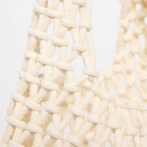 Bolso Tote Mini de Algodón para Mujer, Diseño de Moda para Playa de Verano, Otoño/Invierno, Patrón Sólido, Personalizado, de Malla de Algodón, Ligero, con Parte Superior Abierta - Product Image 3