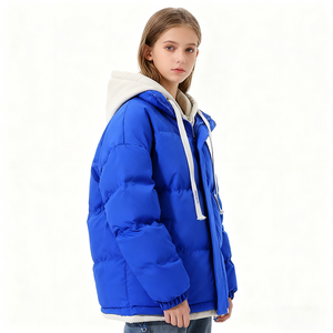 Veste matelassée chaude personnalisable avec logo pour adolescents (garçons et filles), effet deux-en-un, hiver, style universitaire, pour couples, à <span class=keywords><strong>capuche</strong></span>, épaisse, unisexe, manteau d'extérieur - Product Image 2