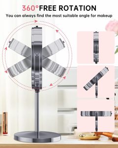 Wholesale Portable 360 Degrees Rotatable Double-Sided LED Metal Decorative Contemporary Design <b>Makeup</b> <b>Mirror</b> - Product Image 4