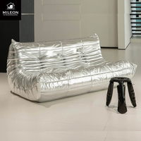 Meubles de salon de luxe modernes de conception italienne, salon de villa, canapé en cuir double, trois places, ensemble de canapés combinés pour plusieurs personnes