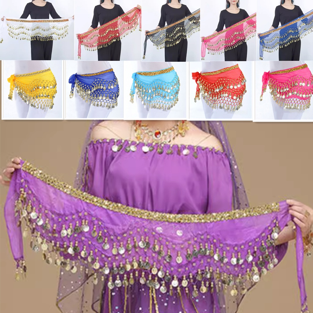 Wrap Skirt Belly Dance Belly Dance Hip Scarf With Sequins & Coins - Wrap Skirt For Gypsy Costume & Dance Performance Belly Dancing Belt