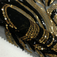 Tissu de broderie en tulle à paillettes bicolore de haute qualité en polyester noir à la mode de 3 mm