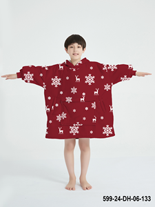 Manta usable de fábrica con capucha para niños, sudadera de franela Sherpa, manta con bolsillo <span class=keywords><strong>gigante</strong></span>, manta con capucha para niños con mangas - Product Image 2