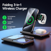 Support de charge sans fil 3-en-1 en gros, station de charge rapide 15W pour iPhone 17 16 15 Pro Max AirPods Samsung, logo personnalisé