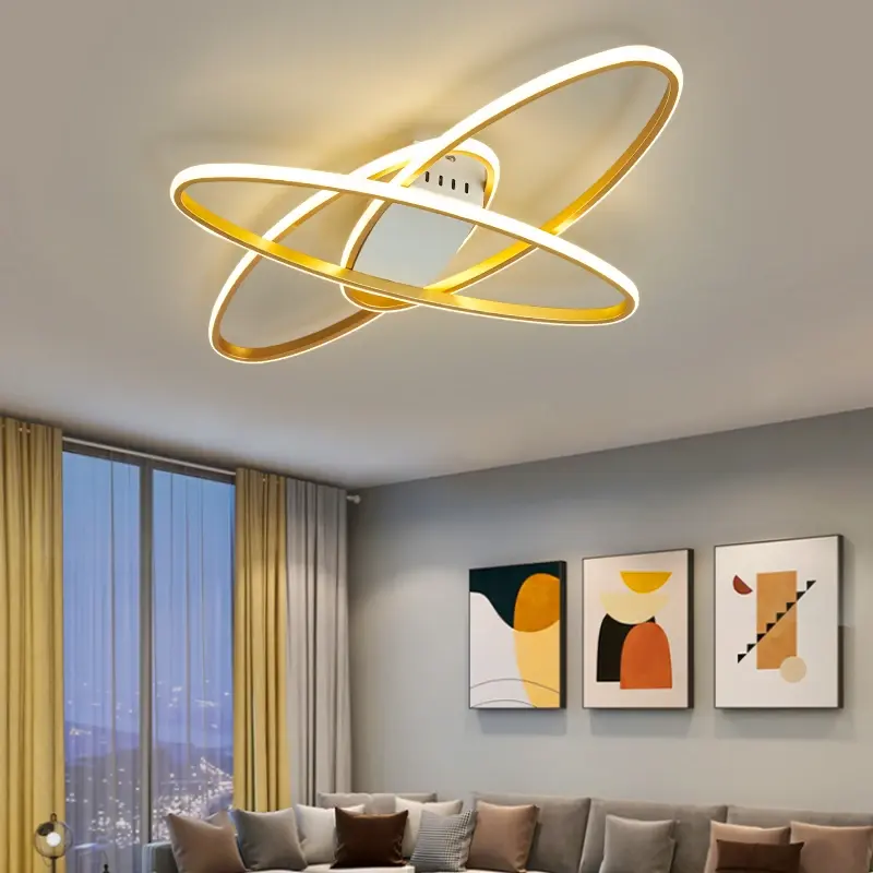 Đen/Vàng hiện đại dẫn đèn trần cho phòng khách giường trang trí 110V 220V LED trang trí nội thất Dimmable đèn trần ánh sáng đồ đạc