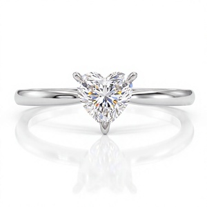 Anillo de Compromiso Romántico para Mujer, Chapado en Oro de 18K/14K, con Diamante Cultivado en Laboratorio en Forma de Corazón, Anillo Clásico con Diamante Cultivado en Laboratorio VVS - Product Image 2