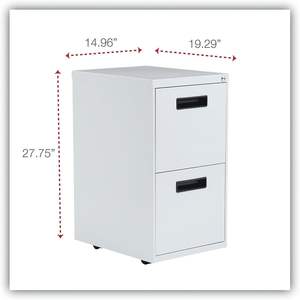 Alera ALEPAFFLG Light Gray Metal Pedestal 2 File <b>Drawers</b> 14.96 In. X 19.29 In. X 27.75 In. 2 Legal/Letter-Size File <b>Drawers</b> Left - Product Image 1