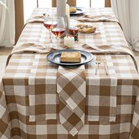 Motif imprimé 100% lin nappe couverture tissu pour événement vérifié pur lin lin Rectangle