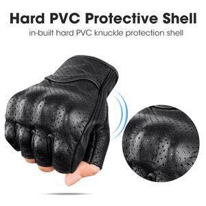 Guanti da moto in pelle Vintage da uomo antivento antivento estivi personalizzati con mezze dita - Product Image 5