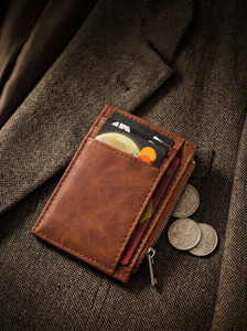 Tarjetero y Porta Identificaciones de PU, Diseño Vintage Ultrafino, Almacenamiento Portátil con Cierre para Pasaportes y Tarjetas de Crédito - Product Image 5
