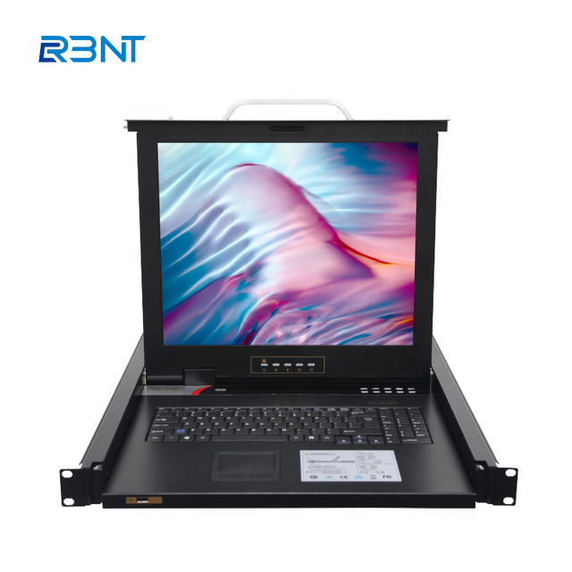 17" LCD KVM Console 8 Port USB VGA, 8x1 Rack KVM Console Drawer for Security Surveillance Room