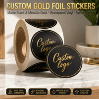 Autocollants personnalisés avec logo en feuille d'or, vinyle adhésif noir mat imperméable pour bougies, pots, sacs de café, parfums, cadeaux