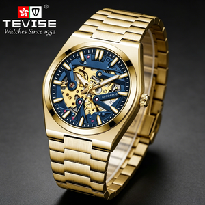Montre automatique squelette personnalisée TEVISE pour hommes, usine OEM/ODM, montre-bracelet mécanique en acier inoxydable massif - Product Image 3