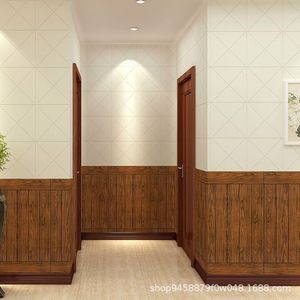 BR สติ๊กเกอร์ติดผนังลายไม้ 3D โฟมมีกาวในตัวตกแต่งบ้านสไตล์ชนบทรูปแบบแนวตั้งแพคเกจหลายชิ้น - Product Image 1
