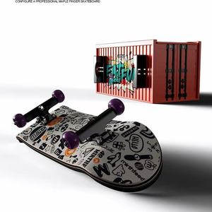 Mini <span class=keywords><strong>Tech</strong></span> <span class=keywords><strong>Deck</strong></span> en bois d'érable personnalisé 32 mm, planche à roulettes pour doigts, rampes, rails d'obstacles, support de rangement, cadeaux d'anniversaire - Product Image 4
