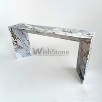 Table console en marbre blanc éléphant, forme en U, table d'entrée, table de couloir, marbre massif de luxe pour la décoration de la maison et de la villa