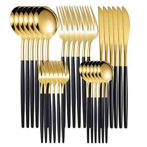 Thời Trang Mới Thép Không Gỉ Dao Ngã Ba 24/30 Mảnh Thiết Lập Bồ Đào Nha Flatware Set Vàng Sáng Tạo Bạc Bít Tết Dao Thiết Lập - Product Image 6