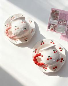 Set Moderno di Tazza e Piattino in Ceramica Porcellanata Isolante Eco-Friendly, Nuovo Stile Cinese Dipinto a Mano per Tè Pomeridiano e <span class=keywords><strong>Latte</strong></span> - Product Image 5