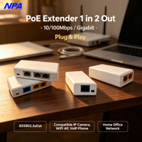 Répéteur/Extendeur PoE ANPA 3 Ports 10/100/1000 Mbps Plug and Play Empilable Montage sur Bureau/Mur IEEE 802.3af/at pour Caméra IP CCTV