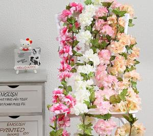 Vente <span class=keywords><strong>en</strong></span> gros de guirlandes artificielles de fleurs de cerisier décoratives d'intérieur de 220cm pour mariage Sakura - Product Image 1