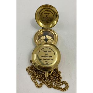 Boussole à bouton-poussoir en laiton ALFA NAUTICAL avec porte-clés gravé « Merci d'être papa », style nautique, cadeau portable pour la randonnée - Product Image 4