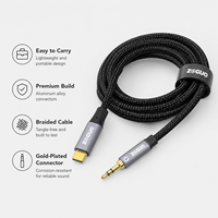 Câble AUX Type C vers 3,5 mm plaqué or, adaptateur audio tressé en PVC pour ordinateur