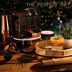 Elegante Juego de Coctelera Boston de Acero Inoxidable Color Oro Rosa, Vasos de Martini, Cuchara para Cócteles, Jigger, Accesorios, Juego de Regalo Metálico - Product Image 4