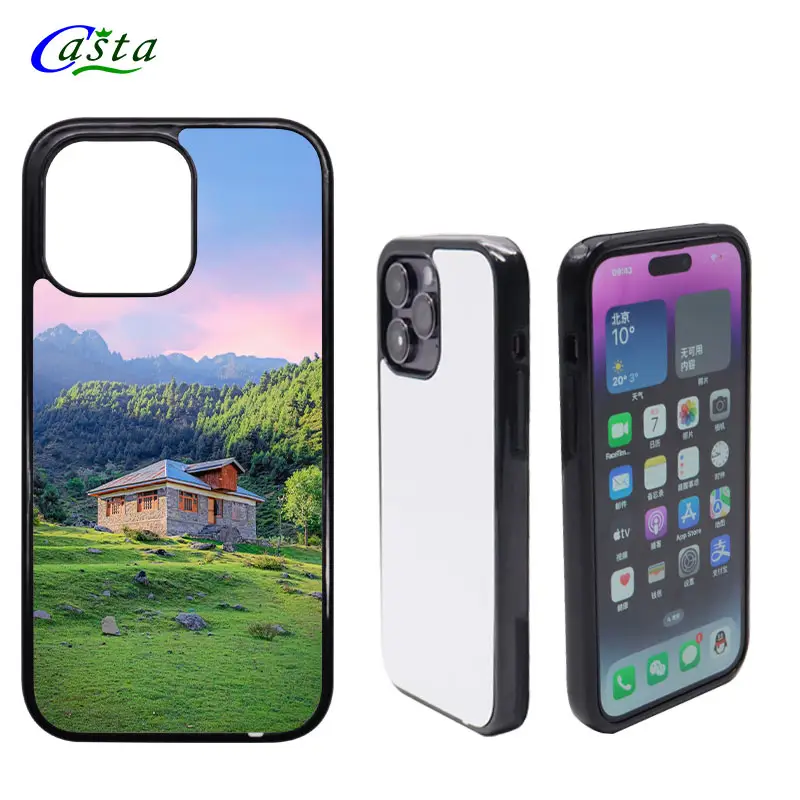 Benutzer definierte 2D 2 in1 TPU Aluminium platte Designer Blank Sublimation Telefon hülle Für Iphone 13 14 12pro max