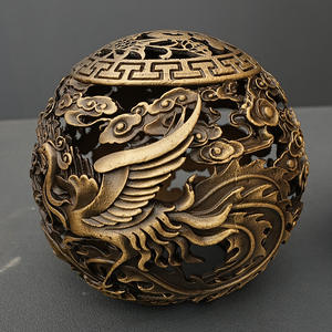 Figurine traditionnelle en laiton sculpté Jiuzhuan Qiankun, artisanat en métal de bureau, ornement créatif, décoration de la maison - Product Image 3