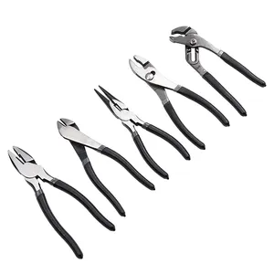 China manufacturer 5 in 1 stainless steel vise grip needle long nose cutting pliers hand tool combination set good tools