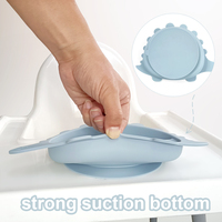 Produits d'alimentation pour bébés, ensemble de vaisselle en silicone avec logo personnalisé, matériau résistant à la chaleur, ensemble de repas durable, assiette à succion