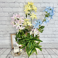 Wiederverwendbare, farbechte, realistische, mehrfarbige künstliche Gloriosa-Lilienstiele für Bauernhaus, Zuhause, Hochzeit & Muttertag – Blumenfüller-Zubehör