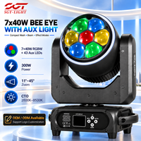 Projecteur Lyre Mobile 7x40W Bee Eye RGBW 4-en-1 Zoom Wash Beam CTO 2800K-8500K avec Contrôle Pixel DMX512 pour Éclairage Scénique Théâtral