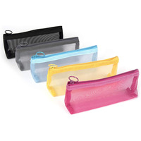 Offre Spéciale Gelory Sac à crayons élargi personnalisé pas cher Trousse à crayons en plastique PVC transparent en maille pour l'école