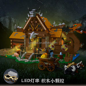 บล็อกตัวต่อแบบโมดูลาร์ บ้านชาวไวกิ้ง MOC 033051 วิวชนบท ชุดตัวต่อแบบชนเผ่า ของเล่นบล็อก<span class=keywords><strong>หมู่บ้าน</strong></span> ของขวัญสำหรับเด็กชายและเด็กหญิง - Product Image 3