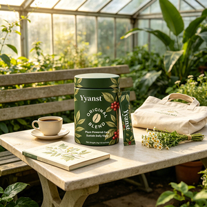 Café Instantáneo con Extracto de Plantas Naturales, 10g*10 Sobres, Diseño de Hoja de Café Verde Oscuro, Frasco Redondo, Materia Prima Botánica Pura - Product Image 3