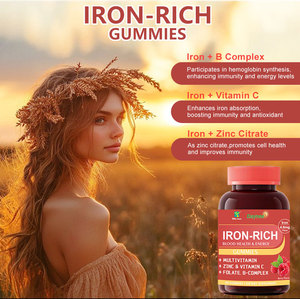 Winstown Iron Rich Gummies with Vitamin C Zinc B complex folic acid support boost immune system promote blood health <b>gummy</b> - Product Image 4