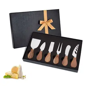 Hochwertige Käse werkzeuge Cutter Mini Butter Spreader Gabeln Akazie Holzgriff Käse messer Set mit Box