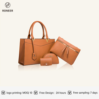 Set Tas Tangan Kulit Vegan Wanita Mewah Logo Kustom Bahan Hardware Merek 4pcs Grosir Harga Pabrik OEM